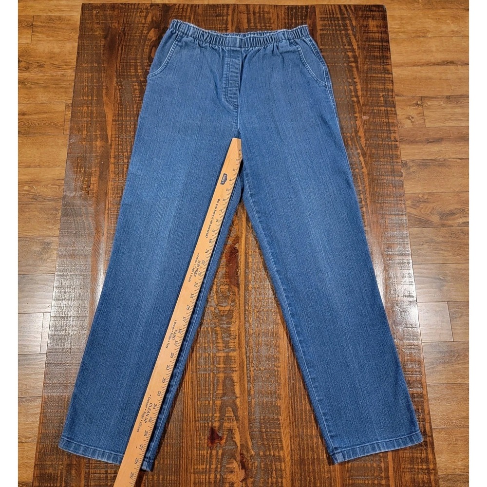 Allison Daley Womens Medium Wash Elastic Waist Denim Pants Straight Leg Size 8